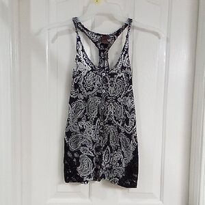 Elegant Black and White Paisley Tank Top